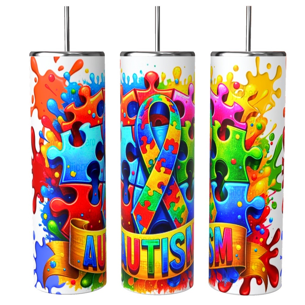 30ox AUTISM STAINLESS STEEL SUBLIMATED DOUBLE WALL INSULATED TUMBLER
